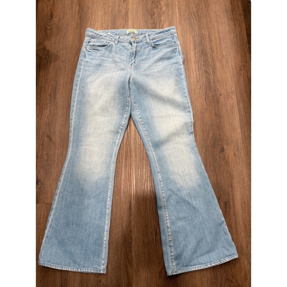 L'AGENCE Olympia High Rise Flare Jeans Light Blue Bell Bottom Size 30 Made inUSA